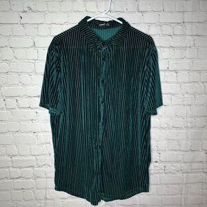 Manfinity Dark Green Velure and Sheer Stripe Size XL